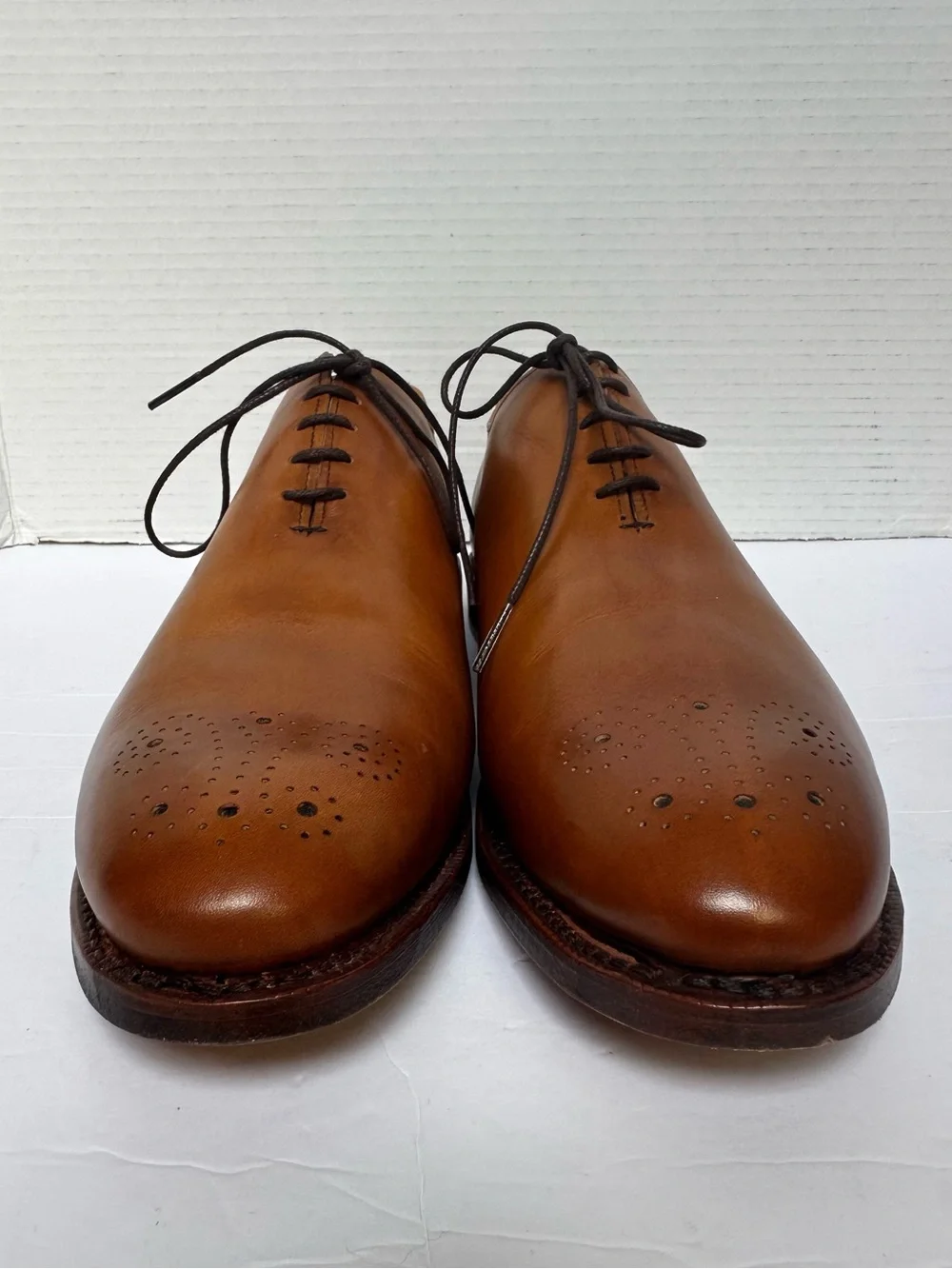 Allen Edmonds Men’s Mackenzie Whiskey Leather Medallion Toe Oxford Shoes-Size 11